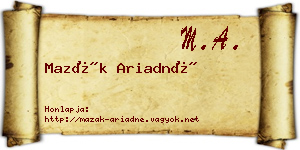 Mazák Ariadné névjegykártya
